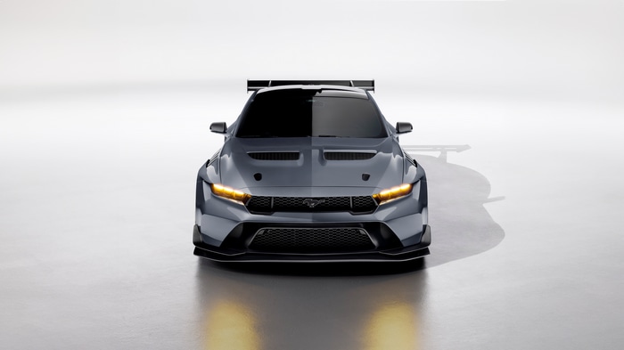 Ford Mustang GTD race car front view
