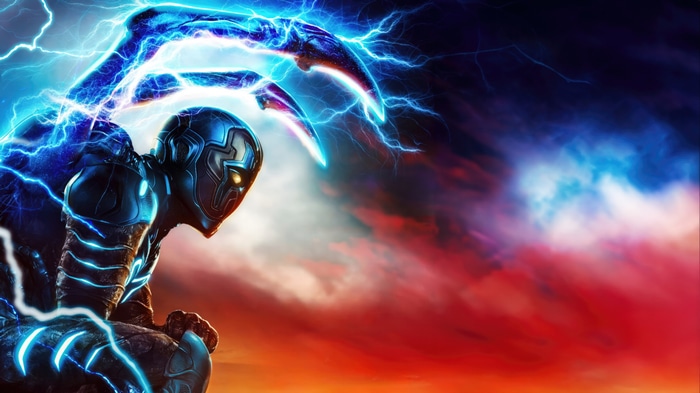 Blue Beetle with blue lightning