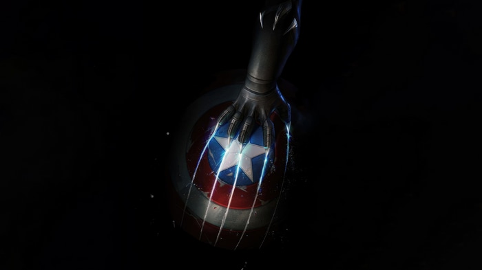 Black Panther's claws on Captain America's shield