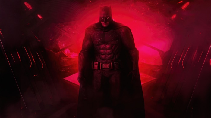 Batman in a red-lit environment