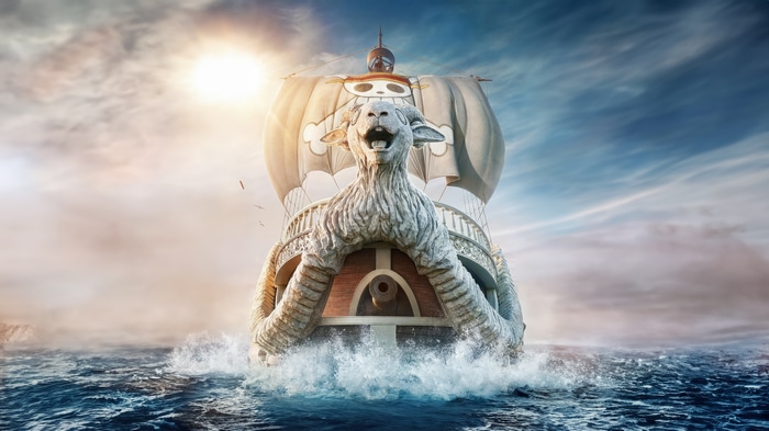 One Piece Thousand Sunny Ship on the Ocean 4K