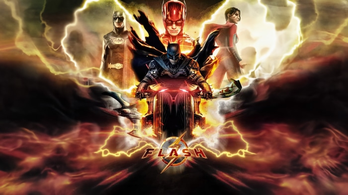 The Flash and Batman on a Motorcycle