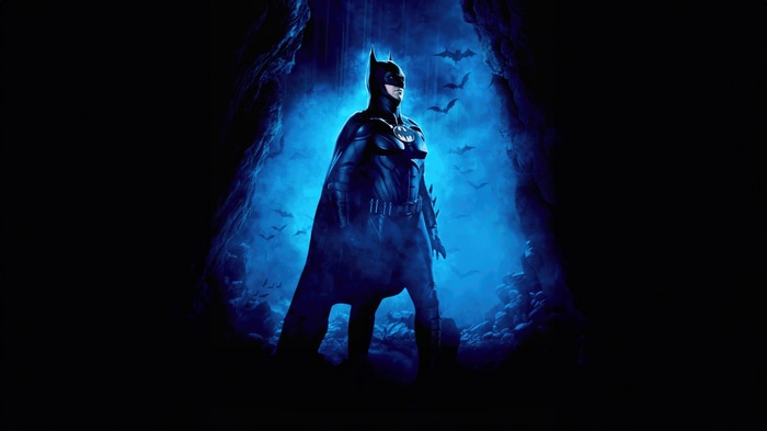 Batman in a cave with bats