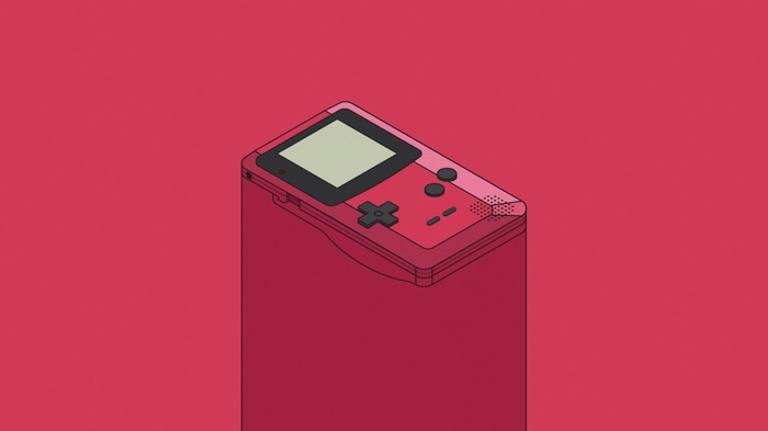 Red Game Boy Console Minimalist Artwork