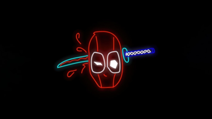 Deadpool neon artwork with katana