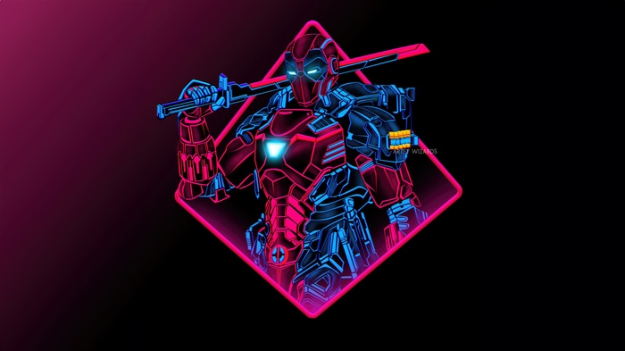 Iron Man Artwork with Neon Outline