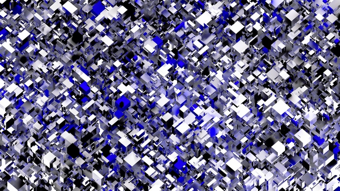 Abstract digital art with blue and white cubes