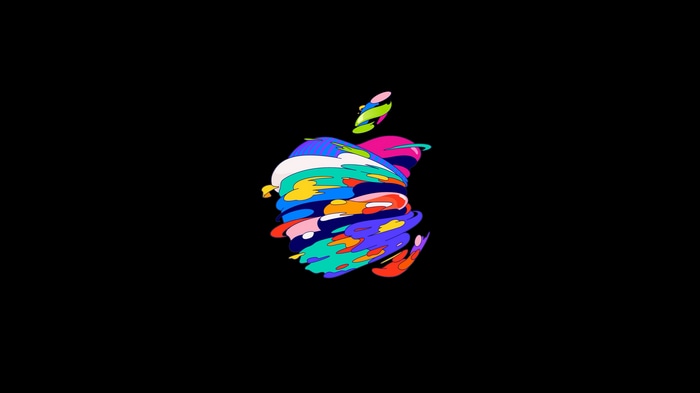 Colorful abstract Apple logo on black background