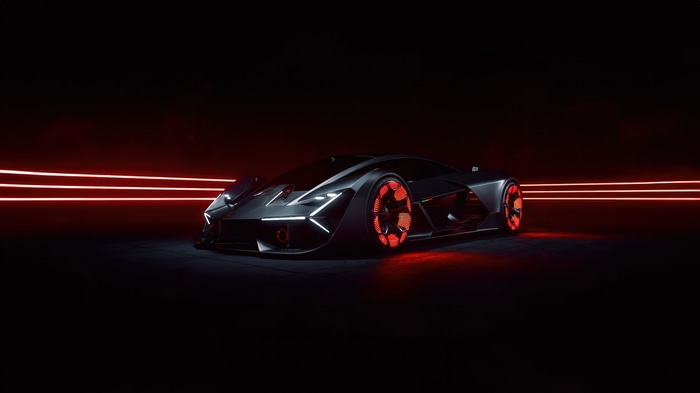Lamborghini Terzo Millennio concept car with red accents