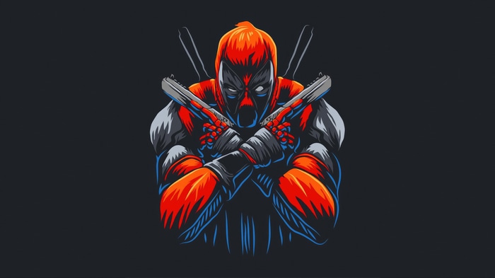 Deadpool with guns artwork 4K