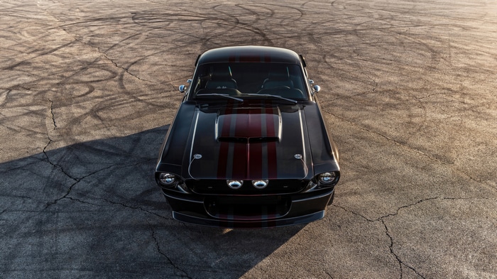 Black Ford Mustang Shelby with Red Stripes