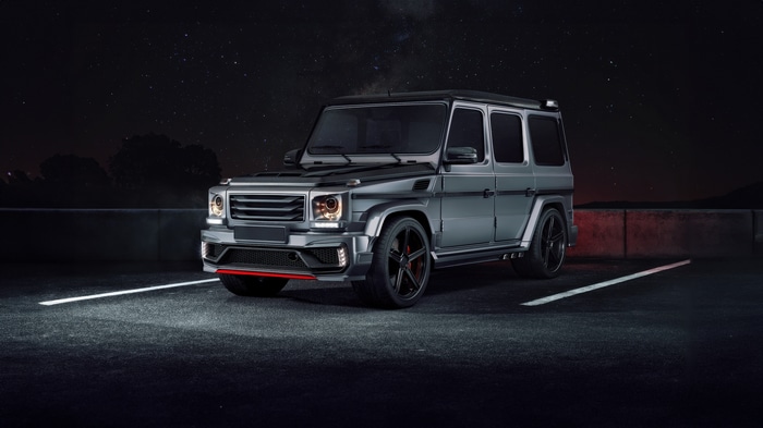 Mercedes-Benz G-Class SUV parked at night