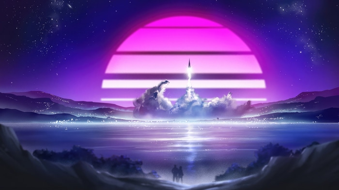 Synthwave Rocket Launch 4K