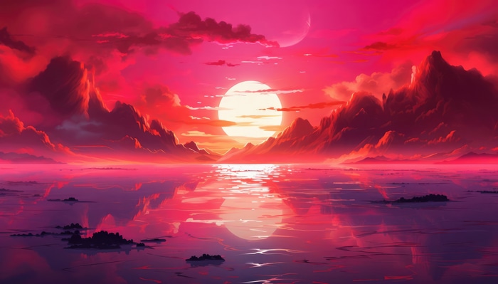 Digital Art 4K Sunrise Over Water
