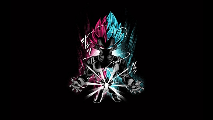 Vegeta with split pink and blue hair