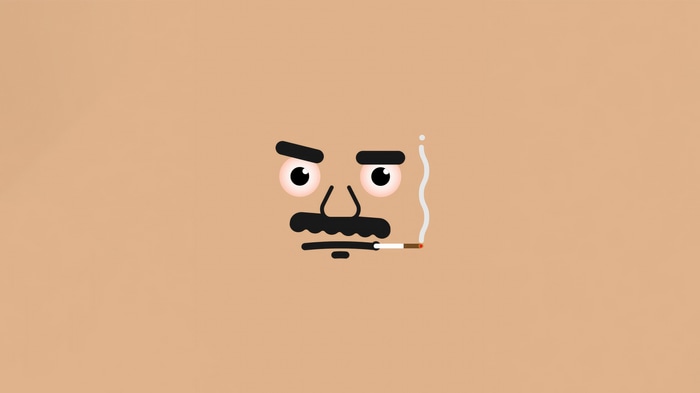 Minimalist digital art of a face smoking