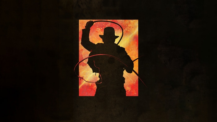Indiana Jones silhouette with whip