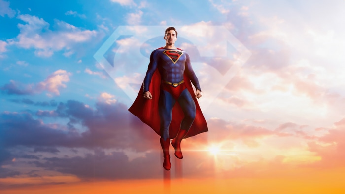 Superman flying in the sky