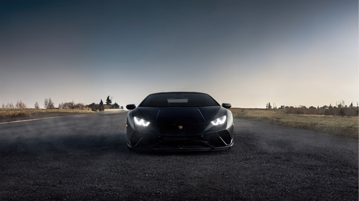 Black Lamborghini Huracan Performante on a Road