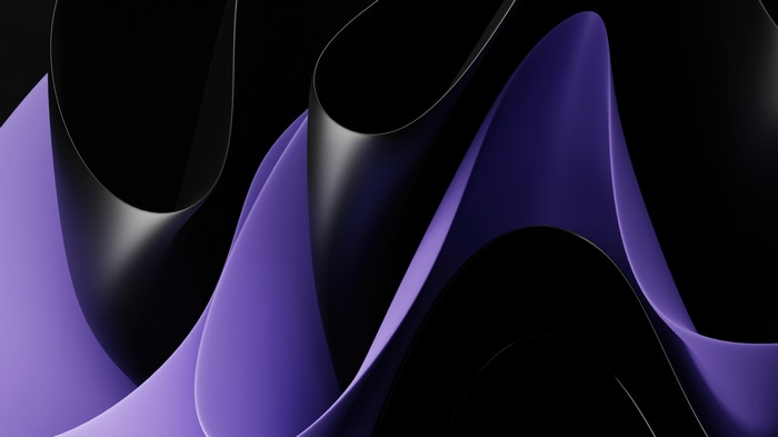 Abstract digital art with purple and black flowing shapes