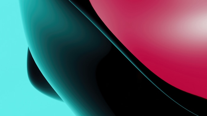 Abstract digital art with red and teal colors