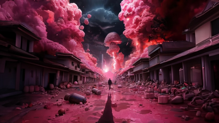 Oppenheimer Atomic Bomb Explosion in City
