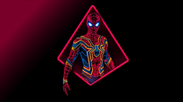 Spiderman Artwork with Neon Triangle