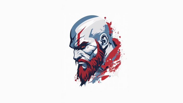 Kratos from God of War, minimalist digital art