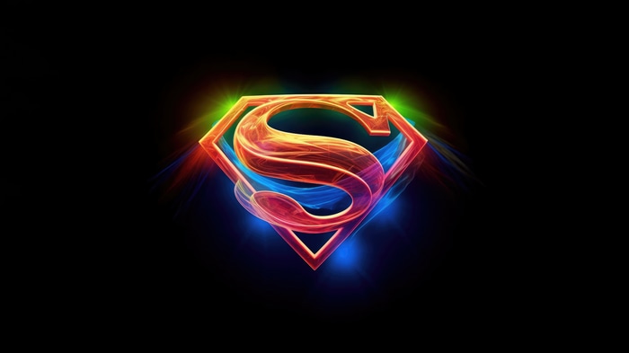Superman logo with colorful light effects