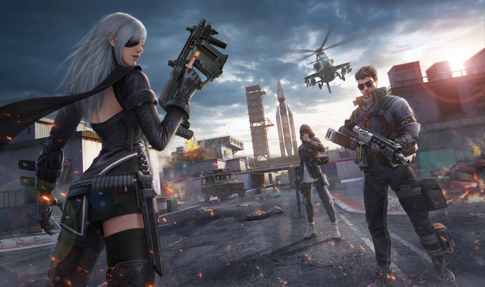 Artwork of characters in a battle scene
