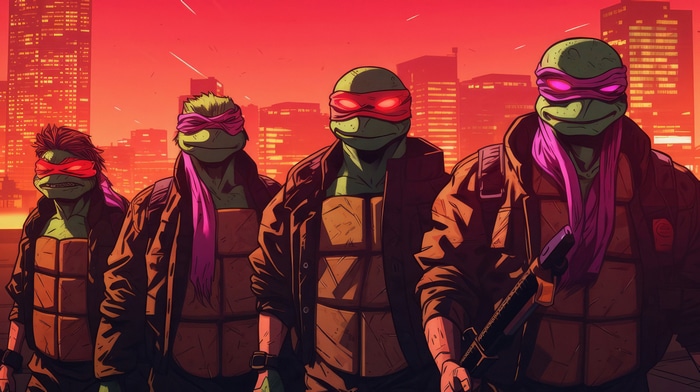 Teenage Mutant Ninja Turtles in a Cityscape