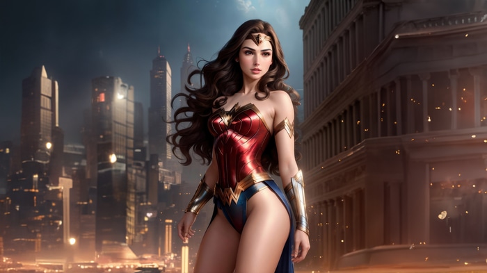Wonder Woman in a Cityscape