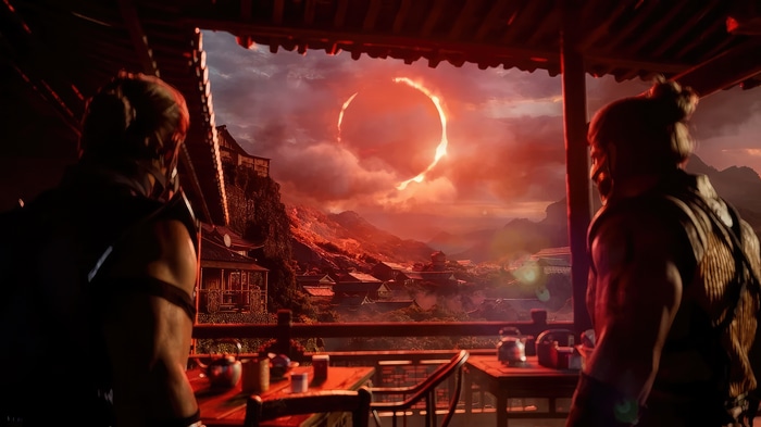 Mortal Kombat 1 4K eclipse over village