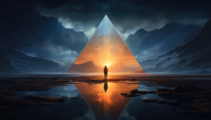 Digital Art 4K Artwork of a Person in a Pyramid
