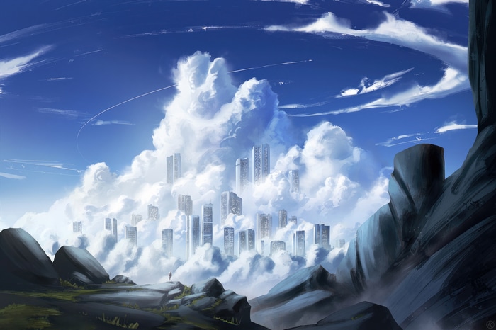 City in the clouds on Artstation