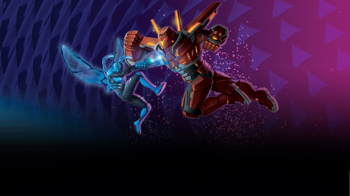 Blue Beetle and Red Robot Fighting