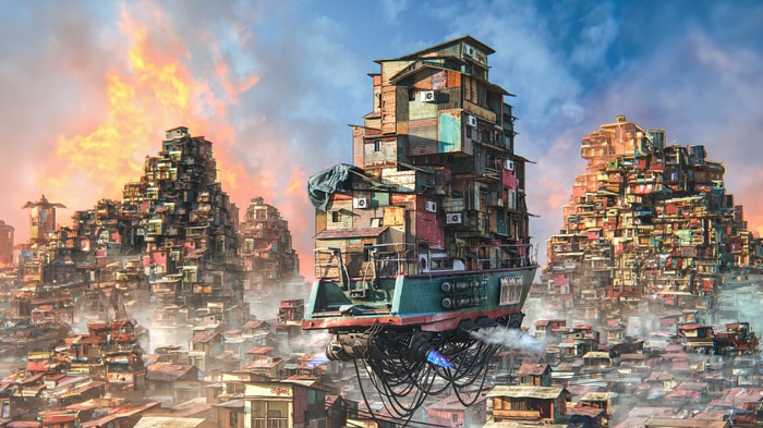 Digital Art of a Floating Cityscape