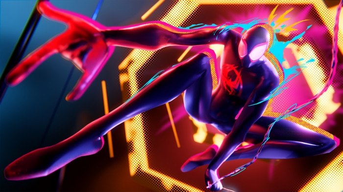 Spider-Man in a dynamic pose with vibrant colors