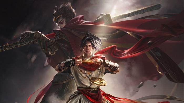 Artwork of Sun Wukong and a young man