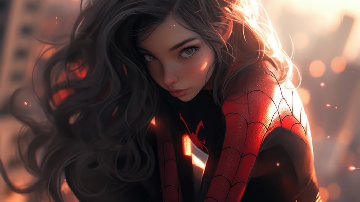 Artwork of a female Spiderman in 4K