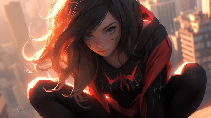 Spider-Man artwork of a young woman in a city
