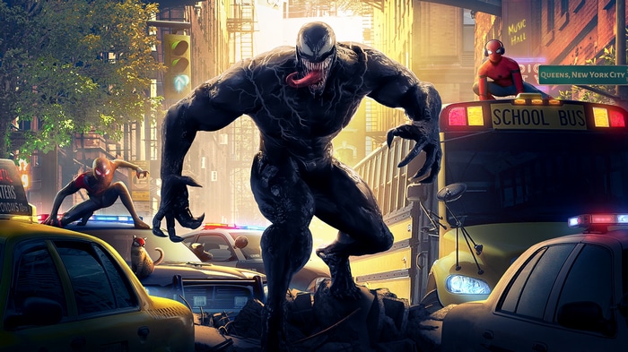 Venom and Spider-Man in New York City 4K