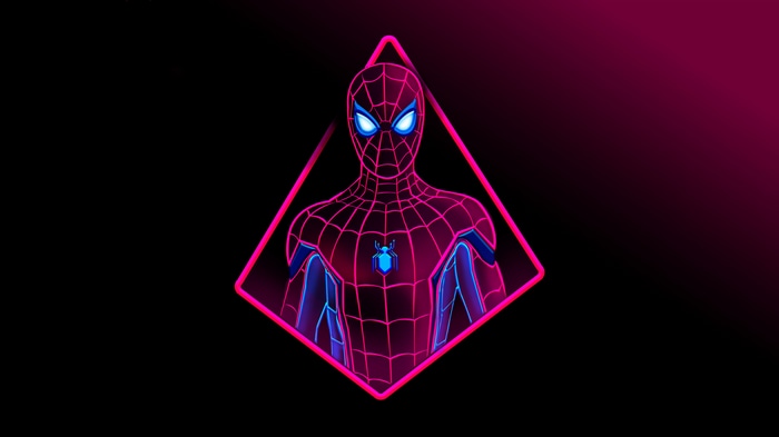 Spiderman Artwork with Neon Outline