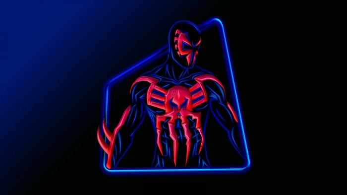 Spiderman 2099 Artwork with Neon Outline