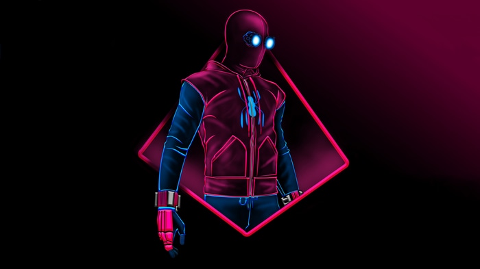 Spider-Man in a neon suit with a diamond frame