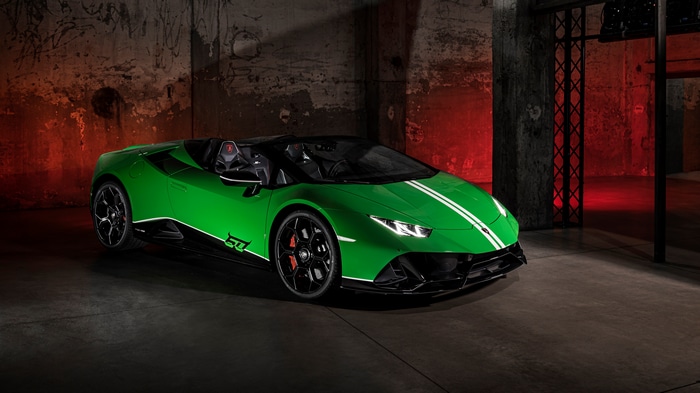 Green Lamborghini Huracan Evo Spyder 4K