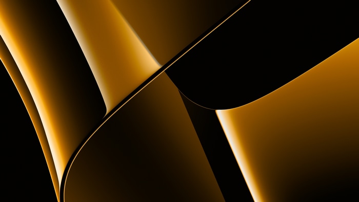 Abstract digital art with golden and black elements