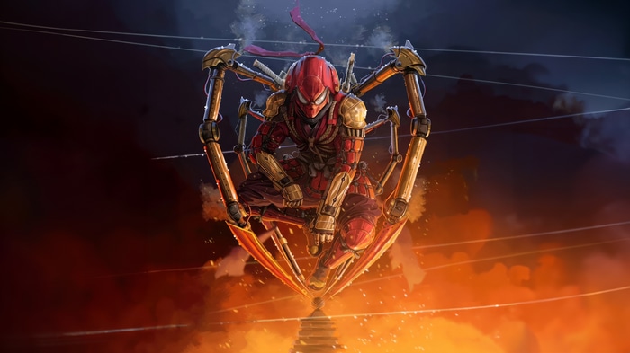 Spiderman in Samurai Armor with Mechanical Arms