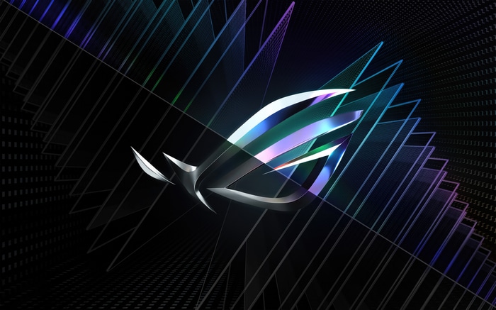 Republic of Gamers logo with abstract background