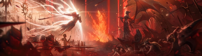 Diablo 4: Angelic and Demonic Forces Clash in Fiery Landscape
